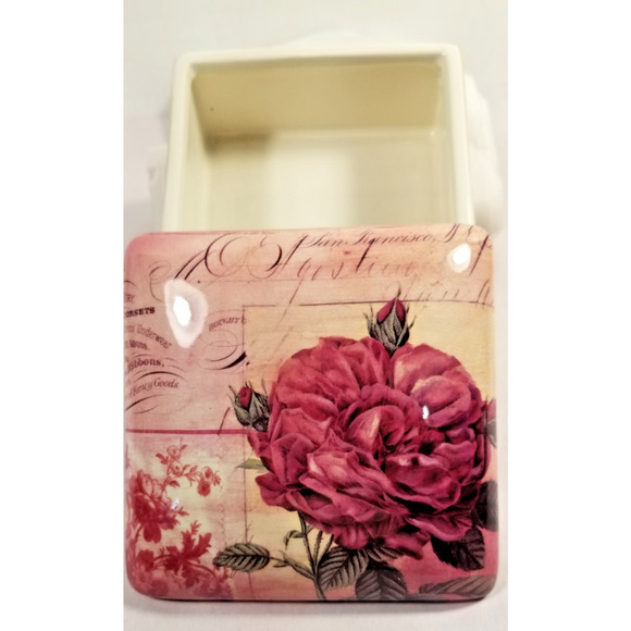 Vintage Romance! Red Rose Floral Trinket Jewelry Porcelain Box Kimberly Poloson - Picture 2 of 8